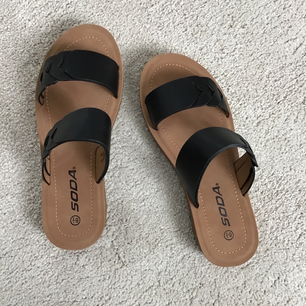 Soda Black Braided Sandals